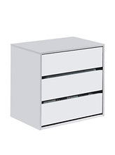 Habitdesign Cassettiera a Tre cassetti in Bianco Opaco, Dimensioni: 60 cm (Larghezza) x 57 cm (Altezza) x 44 cm (profondità)