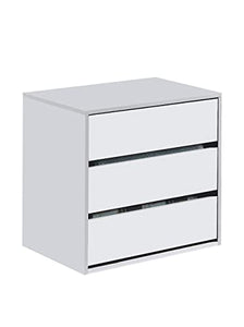 Habitdesign Cassettiera a Tre cassetti in Bianco Opaco, Dimensioni: 60 cm (Larghezza) x 57 cm (Altezza) x 44 cm (profondità)