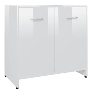 vidaXL Armadio da Bagno Armadietto Mobiletto Madia Arredo Mobile Scaffale Dispensa Scaffalatura Arredamento Bianco Lucido in Truciolato