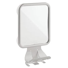 mDesign Specchietto da Bagno – Specchio Doccia da Barba o depilazione, con Pratico Sostegno per Schiuma da Barba – Impiegabile Anche Come Specchio cosmetico – Grigio Chiaro