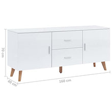 vidaXL Credenza Pratica Decorativa con Cassetti e Scomparti Armadietto Basso Consolle Madia Bianca 160x40x70 cm in MDF Lucido Gambe in Legno