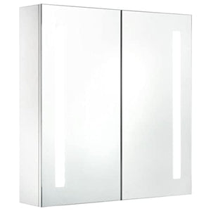 vidaXL Armadietto Bagno con Specchio e Luci LED con Ante e Ripiani Interni Elegante Moderno Funzionale Mobiletto Pensile 60x14x62 cm MDF e Melamina