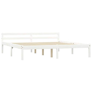BIGTO - Struttura letto con 2 cassetti in legno di pino massello, mobili per camera da letto, 180 x 200 x 60 cm, colore: Bianco