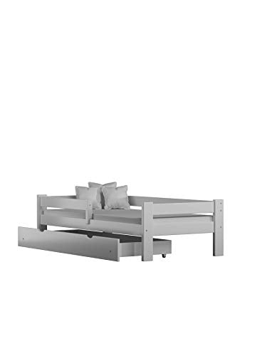 Children's Beds Home Letto Singolo in Legno massello di Pino - Willow Viene Fornito con cassetti e Materasso in Schiuma Incluso (160x80, Bianco)