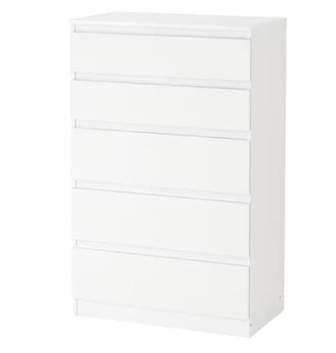 Kullen, cassettiera Ikea, mobile per la camera da letto, con 5 cassetti, colore: bianco