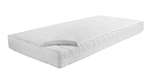 Dormisette Q159 Coprimaterasso in Molton Premium, in Calmuc Pettinato per materassi gr. 180/200 cm, Bianco Puro
