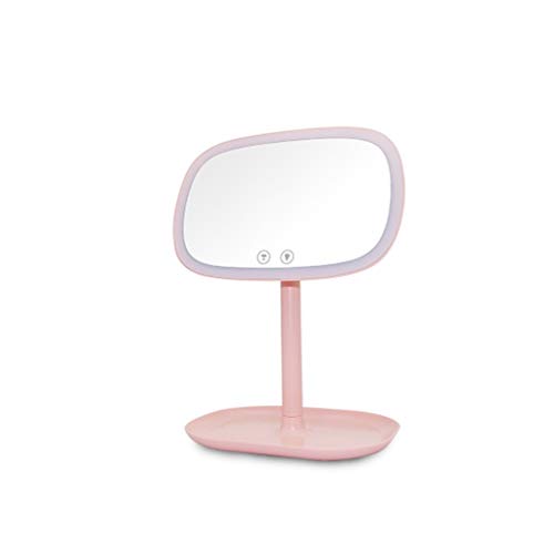 ZCX LED Specchio for Il Trucco Lampada da Tavolo Specchio cosmetico Principessa Specchio Bellezza Lente d'Ingrandimento Regalo Creativo Specchi a Mano (Color : Pink)