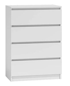 NOXEN - Cassettiera M4 70, colore: bianco, arredamento per camera da letto, utilizzabile come credenza, quattro cassetti, comodino e portaoggetti per casa, soggiorno e corridoio