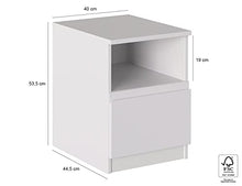 Iconico Home MIK Modern, Comodino con cassetto e vano a giorno, Camera da letto, Cameretta ragazzi, 40x44,5xh53,5 cm, Bianco