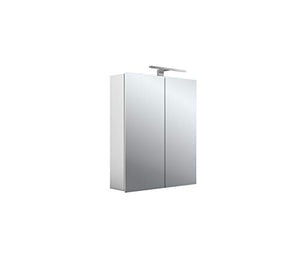 Emco MEE - Armadietto a specchio con illuminazione da incasso (60 cm di larghezza), specchio da bagno di alta qualità con presa, armadio da bagno con 2 ante, bianco neutro