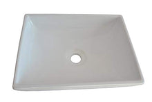 warenplus2014 Lavandino in ceramica bianca rettangolare con inserto in ceramica, 43 x 33 cm