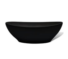SENLUOWX Lavabo Ovale in Ceramica, Nero, 400 x 330 x 135 mm (L x P x A)