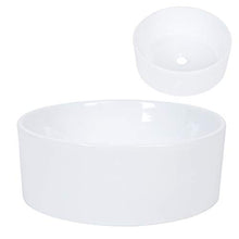 Lavabo da Appoggio Rotonda, Lavandino Bagno Moderno Lavabo da sospeso lavabo in Ceramica per Bagni, Lavello in Ceramica con Foro di Scarico, Bianco, Altezza: 15 cm