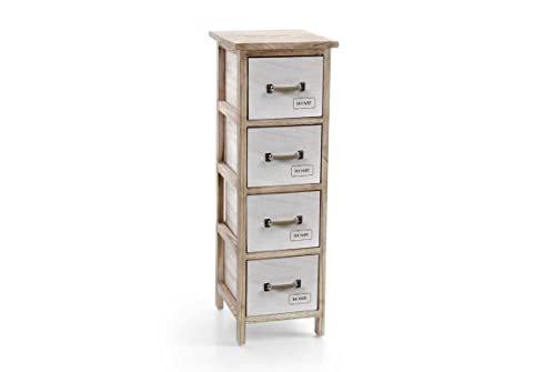 GICOS IMPORT EXPORT SRL Mobile cassettiera in legno marrone 4 cassetti decoro HOME 26 * 32 * 80 cm shabby chic EDT-793448