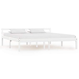 BIGTO - Struttura per letto in legno di pino massiccio, per camera da letto, stile A, 180 x 200 cm, colore: Bianco