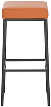 CLP Sgabello Bar Montreal Imbottito In Similpelle I Sgabello Panchetto Design Cucina o Bar Telaio 4 Gambe Alt 85 CM, Colore:arancione, Colore del telaio:nero