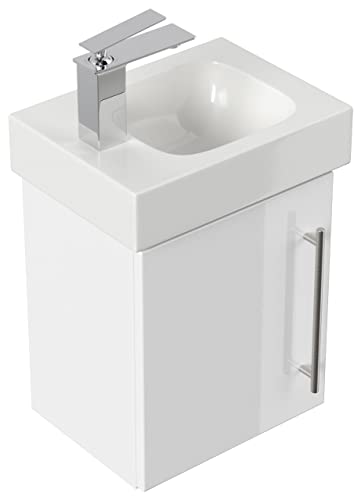 emotion ICONXS38CMLINKS000101DE - Lavabo con mobiletto, in Legno Bianco Lucido, 38 x 41 x 28 cm