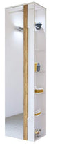 NAKA24 - Set mobili da Bagno Galaxy 80 con lavabo in Ceramica a LED, spedizione Rapida (Set Completo di mobili da Bagno + armadietto Alto, Bianco Lucido/Rovere Opaco)
