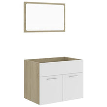 vidaXL Set Mobili da Bagno 2 pz Bianco e Rovere Sonoma in Truciolato