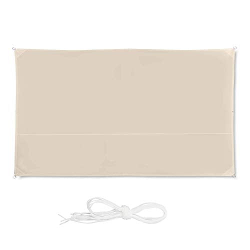 Relaxdays, Beige Tenda a Vela Rettangolare, Idrorepellente, Anti UV, Corde di Supporto, Terrazza e Giardino, LxP: 2x4 m, 2 x 4 m