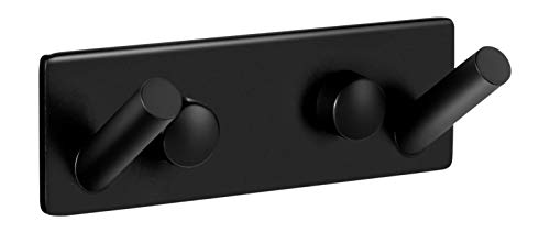 Ambrosya - Portasciugamani in Acciaio Inossidabile in Nero - Appendiabiti Asciugamani Bagno Ganci Guardaroba (Acciaio Inossidabile (Nero), 2 Ganci)