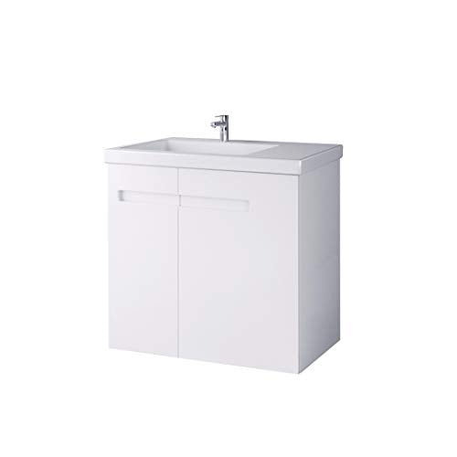 Planetmöbel Set completo di mobili da bagno con lavabo e armadietto a specchio, colore bianco