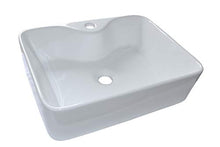 1 lavabo in ceramica, rettangolare, lavabo in ceramica, bianco, 48 cm x 37 cm