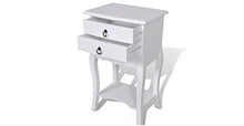 Zerone, comodino bianco in legno, comodino per camera da letto, comodino con due cassetti, per camera da letto, soggiorno, bagno, bianco, 40 x 30 x 68 cm