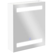 homcom Armadietto Pensile da Bagno con 1 Anta, Specchio e Luci a LED | 2 Ripiani Interni | MDF Bianco (60 x 50 x 15cm)