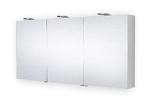 Generisch Terra - Armadietto a specchio in alluminio, con luce a LED, pannello posteriore in vetro nero, 1200 x 700 x 155 mm