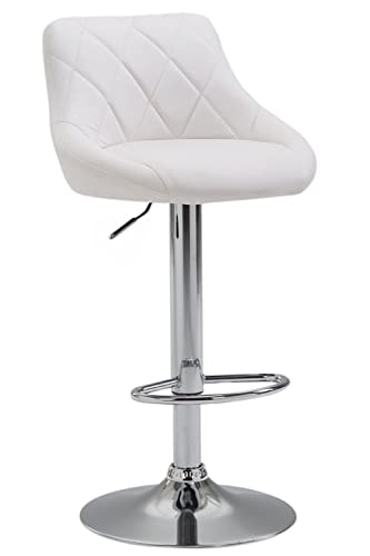 CLP Sgabello Design Imbottito Lazio In Similpelle I Sgabello Girevole Con Poggiapiedi I Sedia Alta Cucina Regolabile 83-104 CM, Colore:bianco