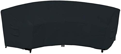 ZJBJ Mobili da Patio Copertura da Esterno Couch Secter Curvo Protector 600D Heavy Duty Black 190x36x39 Pollici Impermeabile per Set di divani a Mezzaluna
