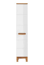 BIM Furniture Bali 804 - Armadietto da bagno con cestino, colore: Bianco opaco/Bianco lucido