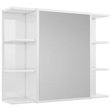 vidaXL Armadietto a Specchio Specchiera Mobiletto Arredamento Pensile Scaffale Bagno Dispensa Mobile Muro Sospeso Bianco Lucido in Truciolato