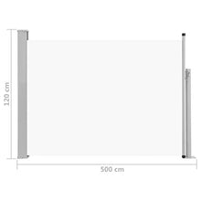 Tidyard Tenda Laterale Retrattile per Patio 120x500 cm Crema, Tenda Paravento per Esterno, Protezione da Sole da Giardino 120 x 0-500 cm
