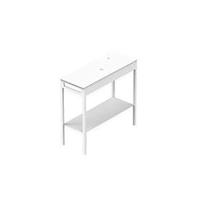 BOLGHERI BATHROOM Compass, Mobile Bagno in Acciaio Inox e Vetro Bianco Opaco, Consolle Bagno Utilizzabile con lavabo da appoggio, Barra Porta salviette, Dimensioni 860x330x793 mm