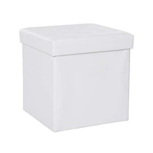 SONGMICS Cassapanca con Contenitore di 40 Litri, Pouf Poggiapiedi, Sgabello Pieghevole, Capacità di Carico di 300 kg, in Ecopelle, Seduta Imbottita, Bianco LSF30W