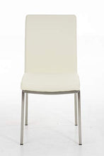 CLP Sedia Pranzo Grenoble in Similpelle E Acciaio Inox I Sedia Soggiorno Imbottita Moderna, Alt. 48 CM I Sedia Tavolo Salotto Moderna, Colore:Panna