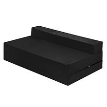 Futon Z - Divano letto matrimoniale, pieghevole, per adulti e bambini, con fodera rimovibile con cerniera, colore: Nero