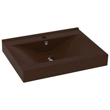 vidaXL Lavabo con Foro Rubinetto Lavello per Bagno Lavabo per Toilette Sanitari Prodotti per Bagno Vaschetta Marrone Scuro Opaco 60x46cm Ceramica