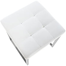 CLP Sgabello Poggiapiedi Barci In Similpelle I Panchetto Capitonné imbottito I Poggiapiedi Da Salotto Elegante Alt. 48 CM, Colore:bianco