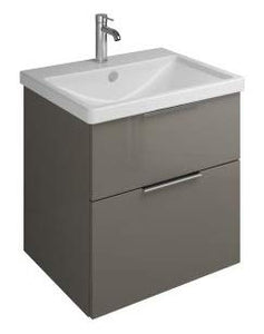 Burgbad Eqio lavabo in Ceramica Incluso mobiletto Toilette SEYQ063, Larghezza 630 mm, Colore (Anteriore/Corpo): Grigio Alto Lucido/Grigio Lucido, Impugnatura G0146 - SEYQ063F2010G0146