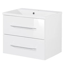 FACKELMANN B.Clever - Set di mobili da bagno, 3 pezzi, 60 cm, con lavabo in marmo e armadietto a specchio a LED