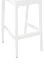 Sgabello Bar Maya Impilabile In Polipropilene I Sgabello Outdoor Con Schienale I Sedia Sgabello Alta In Plastica Alt. 75 CM, Colore:bianco