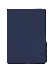 Biberna 0012344 Lenzuolo Frottee-Stretch (Altezza Materasso max. 22 cm) 1X 90X190 cm > 100X200 cm, Marino