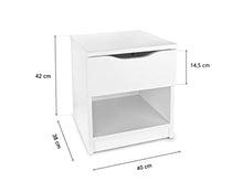 Leomark Comodino Moderno in Legno con cassetto e scompartimento apertoin, Comodino per Bambini, Colore Bianco, Dimensioni: 40cm x 38cm x 42cm (LxWxH)