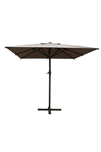 Ombrellone da giardino tortora 3x3 mt x 2,9 h mt quadrato struttura in alluminio con manovella telo di copertura in poliestere 250 g/m2 da Esterno Arredo Piscina, Gazebo, Terrazze, Bar, Hotel