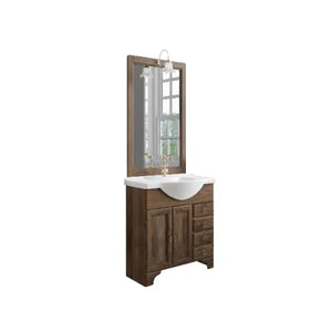 Mobile bagno Composizione"Siria 2" 75 modello 2 ante + cassetti (Base + Specchiera + Lavabo in consolle)