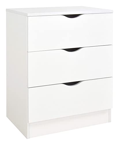 Leomark Comodino Cassettiera in legno - Roma - bianca tavolino bianca con cassetti, Armadietto per camera da letto, stile scandinavo, dimensioni: 60 x 42 x 78 (A) cm