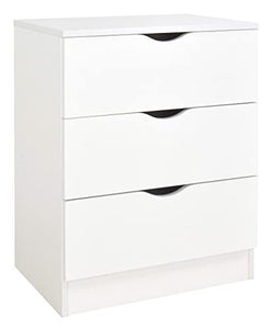 Leomark Comodino Cassettiera in legno - Roma - bianca tavolino bianca con cassetti, Armadietto per camera da letto, stile scandinavo, dimensioni: 60 x 42 x 78 (A) cm
